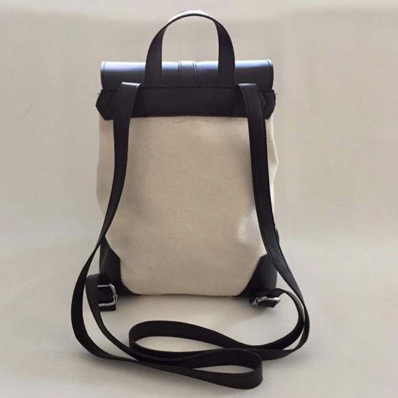 Deux Lux canvas cream & black backpack.  EUC - Picture 4 of 7
